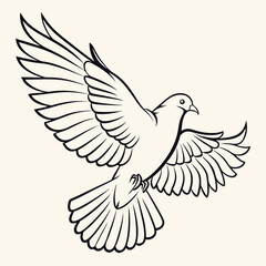 Obraz premium Illustration of a dove in flight depicting freedom peace hope and unity in a clean minimalist black and white vector style