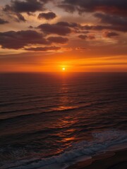 Obraz premium Sunset over the ocean coastal view landscape photography serene environment aerial perspective