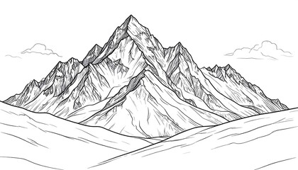 Majestic mountain range sketch