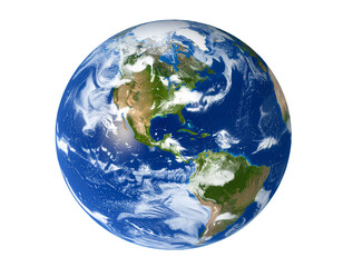 Dynamic Rotation of Earth with Visible Continents and Clouds, Isolated Transparent PNG