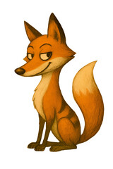 Obraz premium Vibrant orange cartoon fox with a sly smile digital art