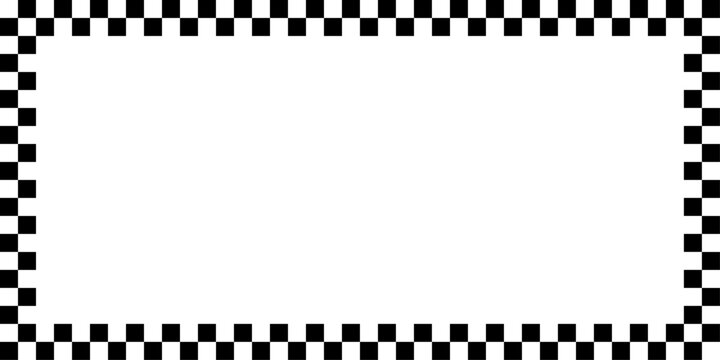 Checkerboard frame background Pixel art rectangle frame block border Black and White chess board pattern vector Design grid square texture