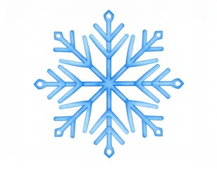 Watercolor Snowflake Illustration Delicate Blue Winter Icon on White Background.