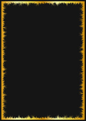 Golden Grass Border Frame Background Decorative Retro Silhouette Design Black And Gold Frame.