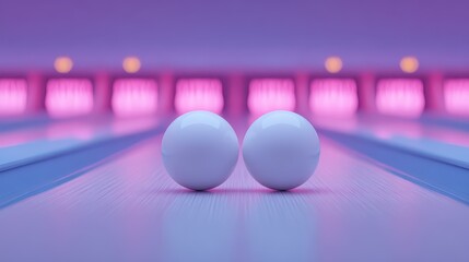 Vibrant retro bowling alley bursting with colorful lights and classic charm in a lively atmosphere. US Bowling League Day