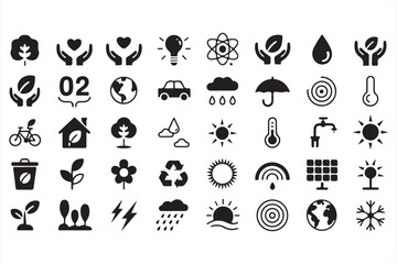 Obraz premium Eco-Friendly Icons Representing Recycling, Energy, and Nature