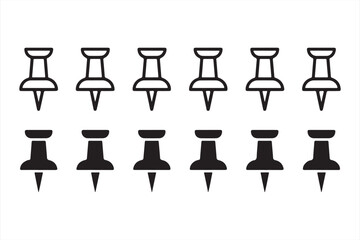 Collection of Push Pin, Marker, and Office Icon Symbols
