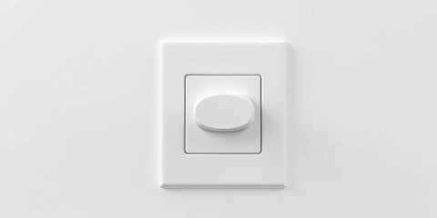 A pristine white electrical plug fits snugly in a standard outlet on a smooth, white wall,  interior,  electrical cord
