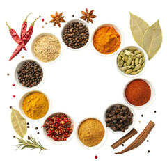 Vibrant Spices Arranged in a Circle A Culinary Delight Isolated On Transparent Background
