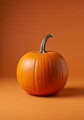 Pumpkin Still Life on Orange Background Festive Autumn Harvest