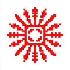 Obraz premium Red Geometric Sunburst Pattern on White