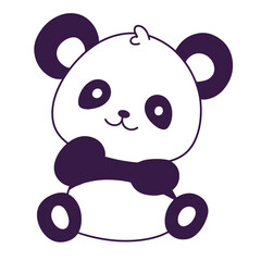 Vector cute panda is isolated on the white background