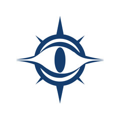 Blue abstract eye symbol with compass points on white background vector