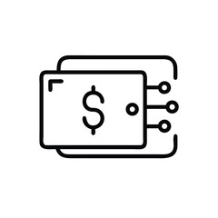 Digital wallet with dollar symbol and connected nodes