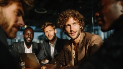 Fototapeta premium Diverse Team of Multicultural Business Professionals Collaborating in Modern Office Setting