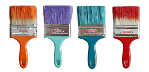 Four Colorful Paint Brushes for Artistic Purposes