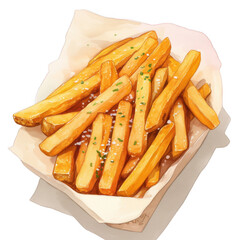 crispy fries clipart fast food element watercolor style isolated on white background
