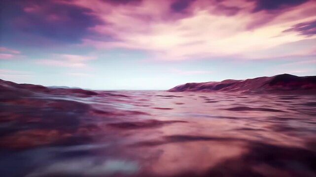 Pink Sunset Desert Landscape.