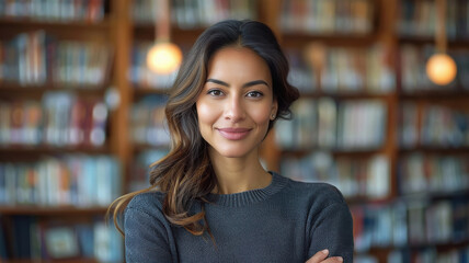 Young female professor standing confidently