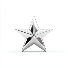 Obraz premium Silver Metallic Star on White Background 3D Render