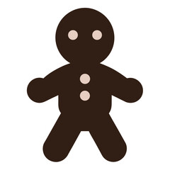 Gingerbread man cookie silhouette isolated on white background