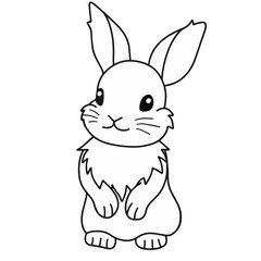 Vector black and white rabbit is isolated on the white background. Flat Cartoon Style. Cute Rabbit Cartoon Icon