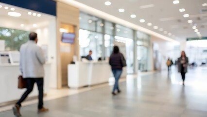 Financial Service Center Blur – Blurred Interior with Customer Flow
