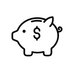 Simple outline icon of a piggy bank with a dollar sign