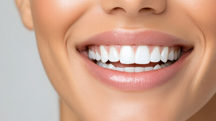 Fototapeta premium Bright smile with healthy teeth and clear skin, radiating confidence and joy
