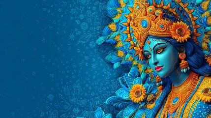 Blue goddess divine hindu deity indian art spiritual enlightenment meditation fantasy illustration