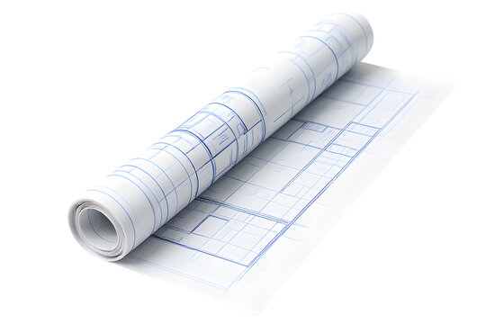 Rolled up blueprints architectural design house plan home building construction - Powered by Adobe