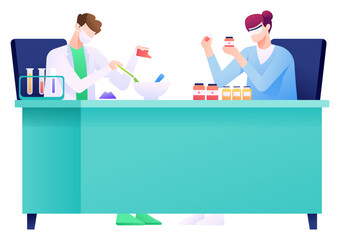 chemistry research lab illustration