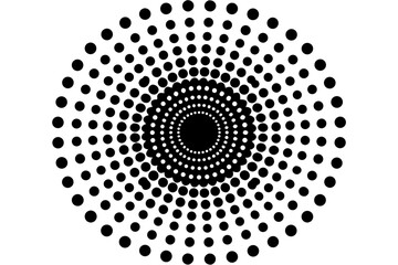 Vector art of silhouette of black and white circles with dotted 