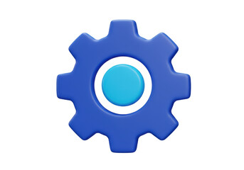 Isolated Blue Cogwheel Gear for Settings and Configuration