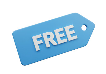 Isolated Blue Tag with Free Text for Promotional Offer