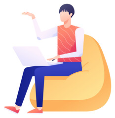 remote worker sitting in beanbag