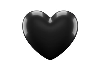 Isolated Shiny Black 3D Heart Symbol
