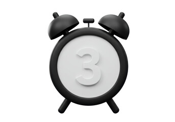 Isolated Alarm Clock with Number Three Displayed