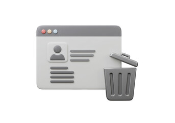 Isolated Profile Page with Trash Can Suggesting Data Deletion and Privacy