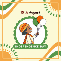 cute girl celebrating India's Independence Day with balloons . A joyful patriotic scene filled with tricolor decorations and festive spirit on 15th August.
