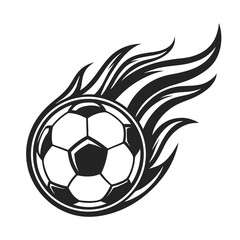 Black soccer ball with fiery flames on a white background football sport 2