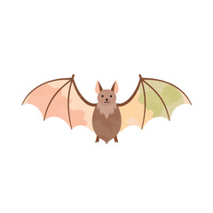 Obraz premium Cute bat with pastel wings flying on white background, playful design