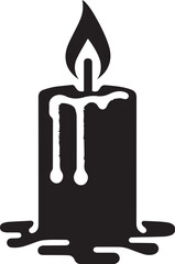 Melting wax candle vector, simple black silhouette