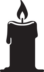 Melting wax candle vector, simple black silhouette