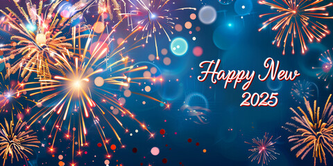 Colorful Fireworks with Happy New Year 2025 Greeting — Fireworks Originated Over 1,000 Years Ago in Ancient China