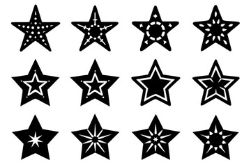 Vector art of silhouette of set of stars 