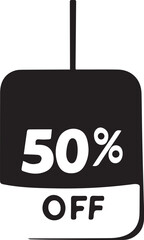 A Black and white vector sale tag of “50% OFF”