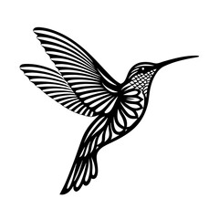 Obraz premium Hummingbird flying silhouette illustration on white background