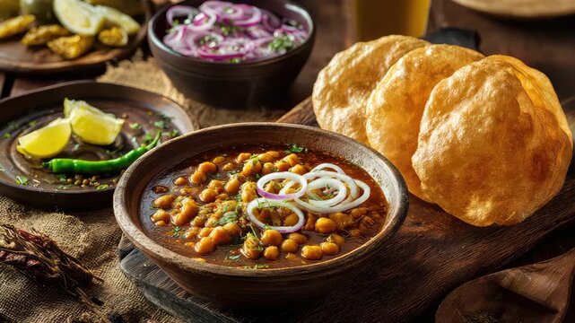 Traditional Indian Meal Chole Bhature