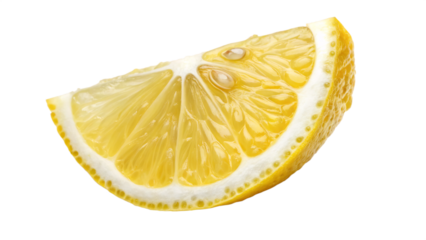 A vibrant slice of lemon, isolated on transparent background, offers a tangy and refreshing taste of summer sunshine
